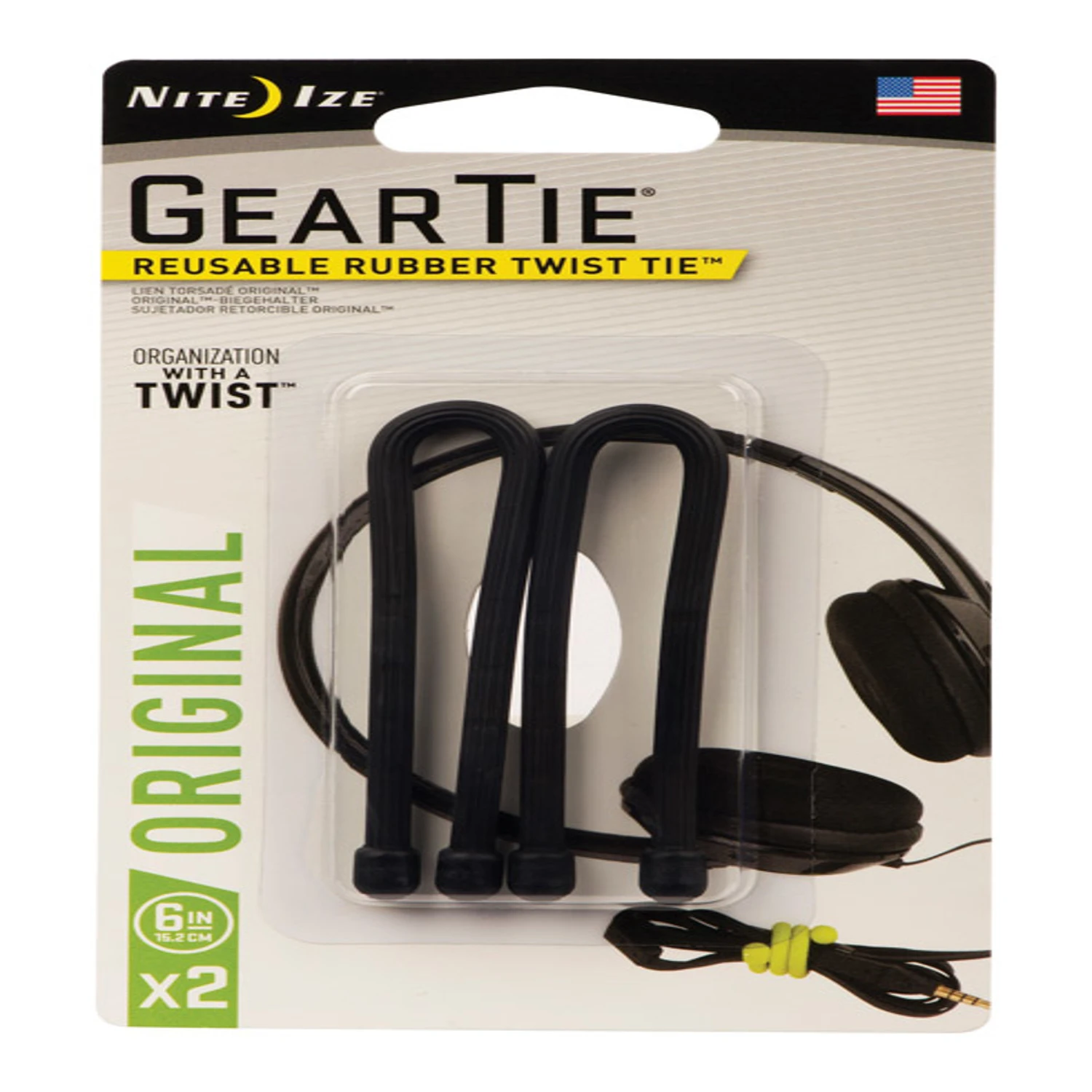 Gear Tie, Bendable Wire, Black, 6-In., 2-Pk.