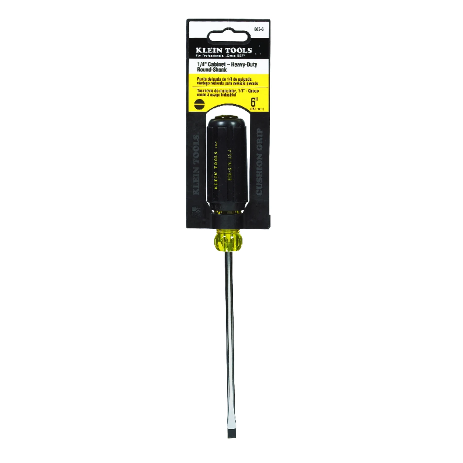 1/4 Inch by 6 Inch Cushion-Grip Screwdriver with Cabinet Tip