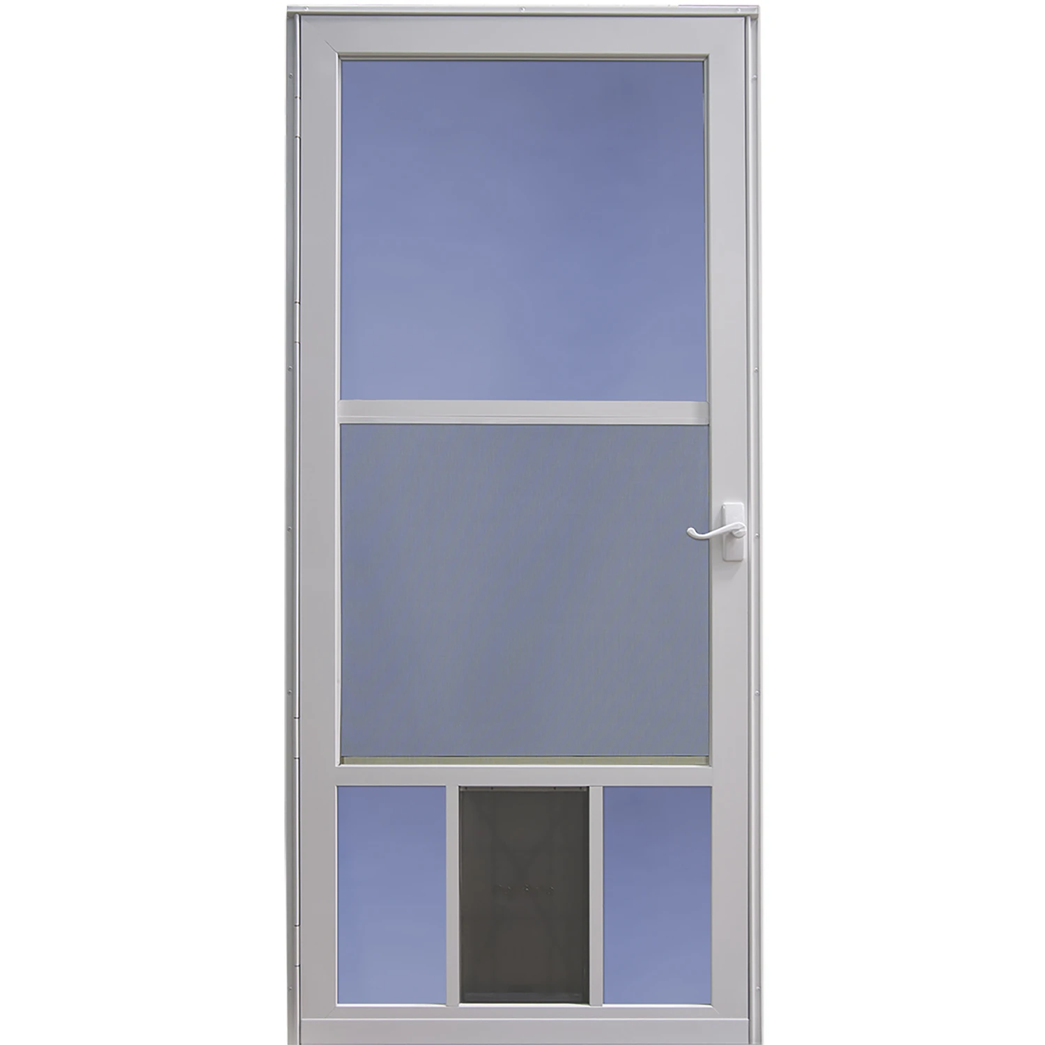 32 In. W X 81 In. H White Classic View Storm Door With Pet Door