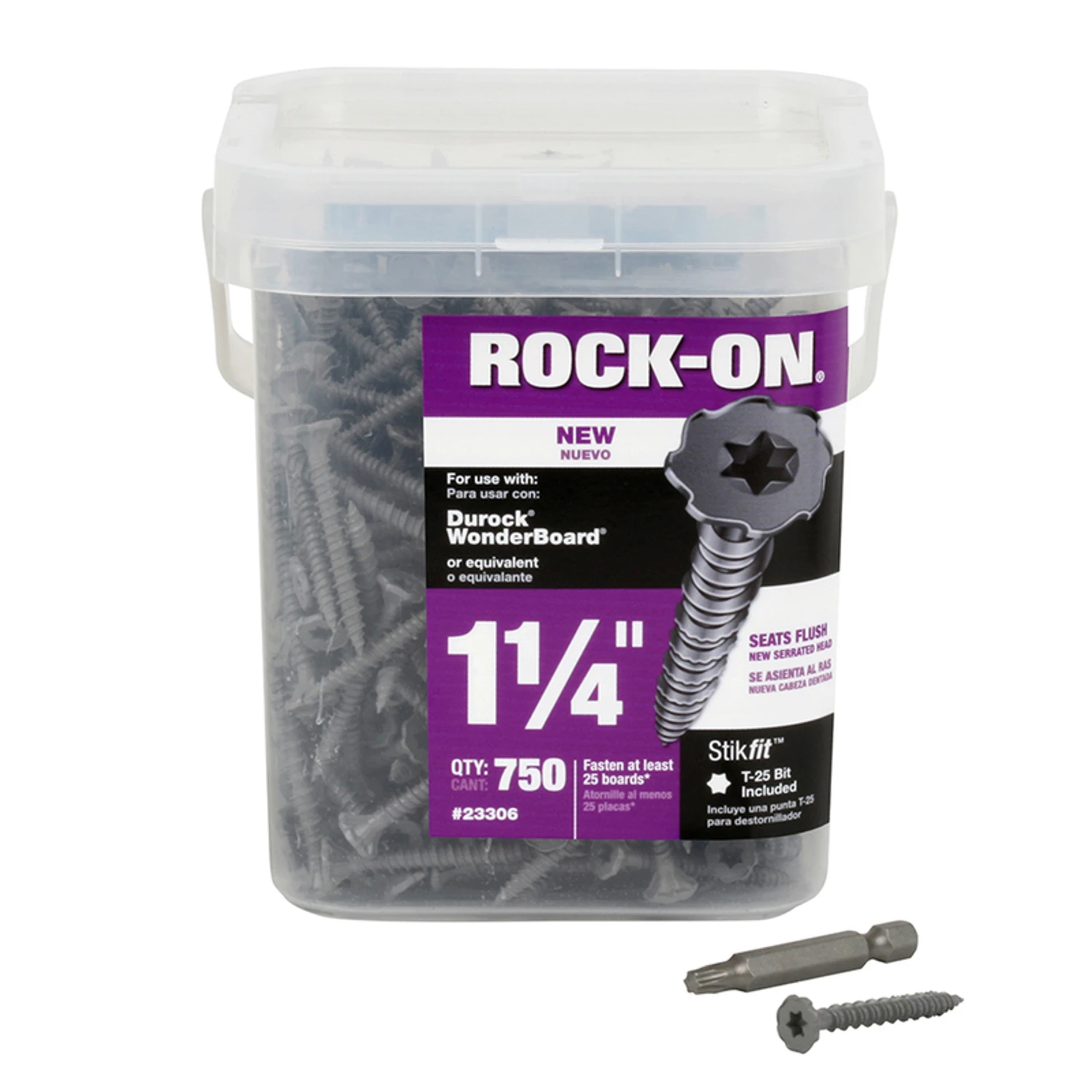 Rock On Cement Board Screws, Flat Head, #9 x 1-1/4 In., 750-Ct.