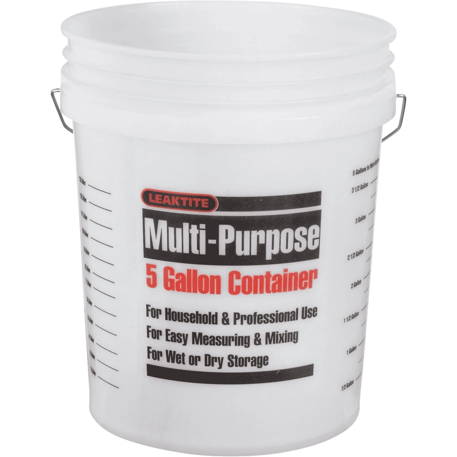 5 Gallon Clear Plastic Pail With Measuring Increments For Multi-purpose Use