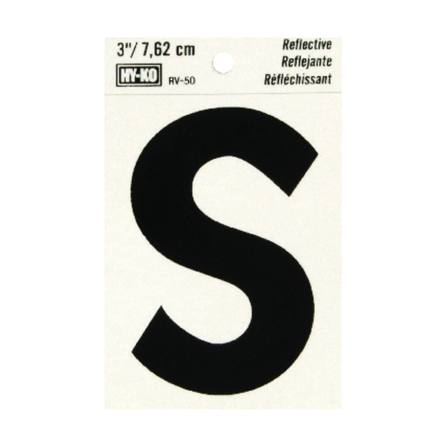 Hy-Ko 3 in. Reflective Vinyl Black S Letter Self-Adhesive