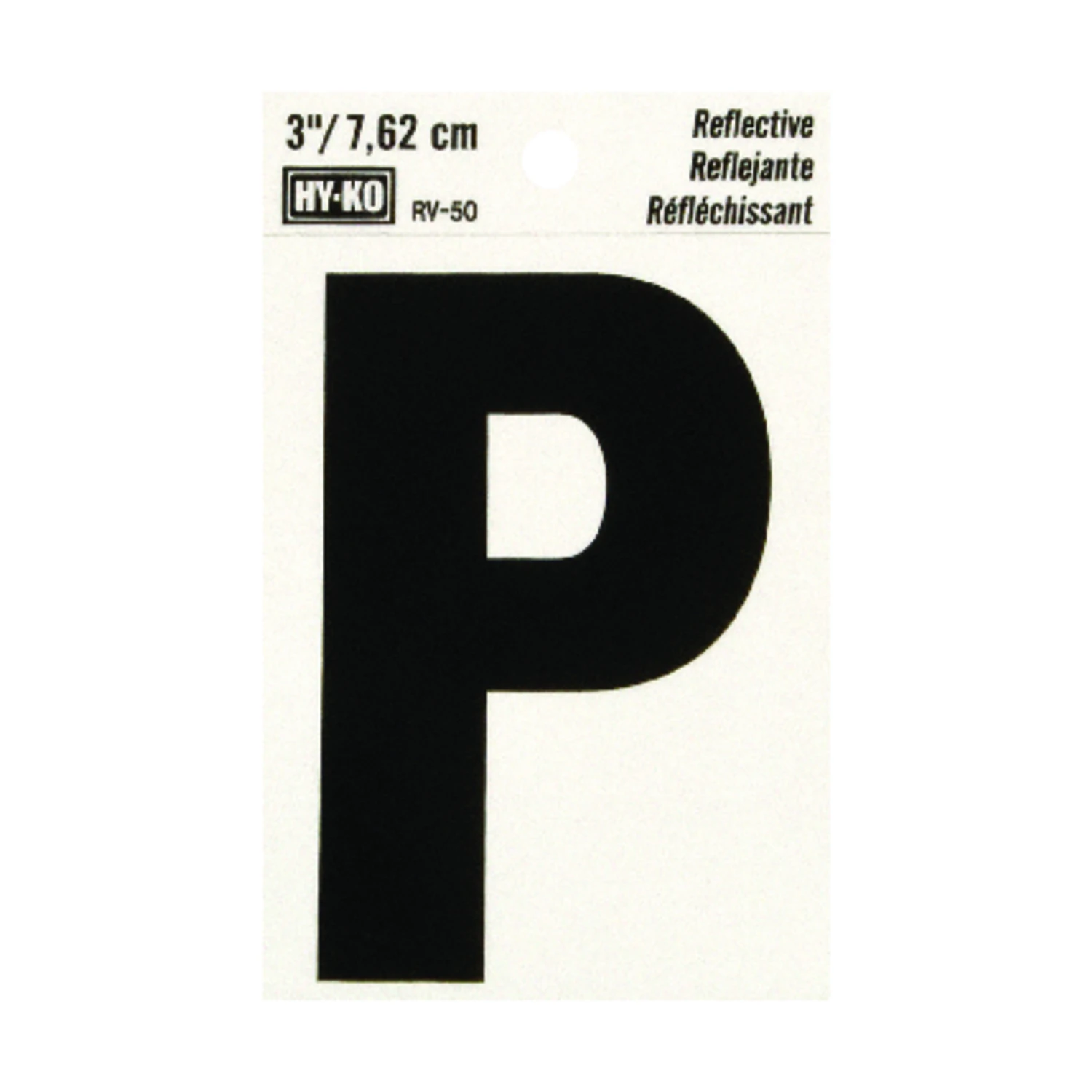 Hy-Ko 3 in. Reflective Vinyl Black P Letter Self-Adhesive