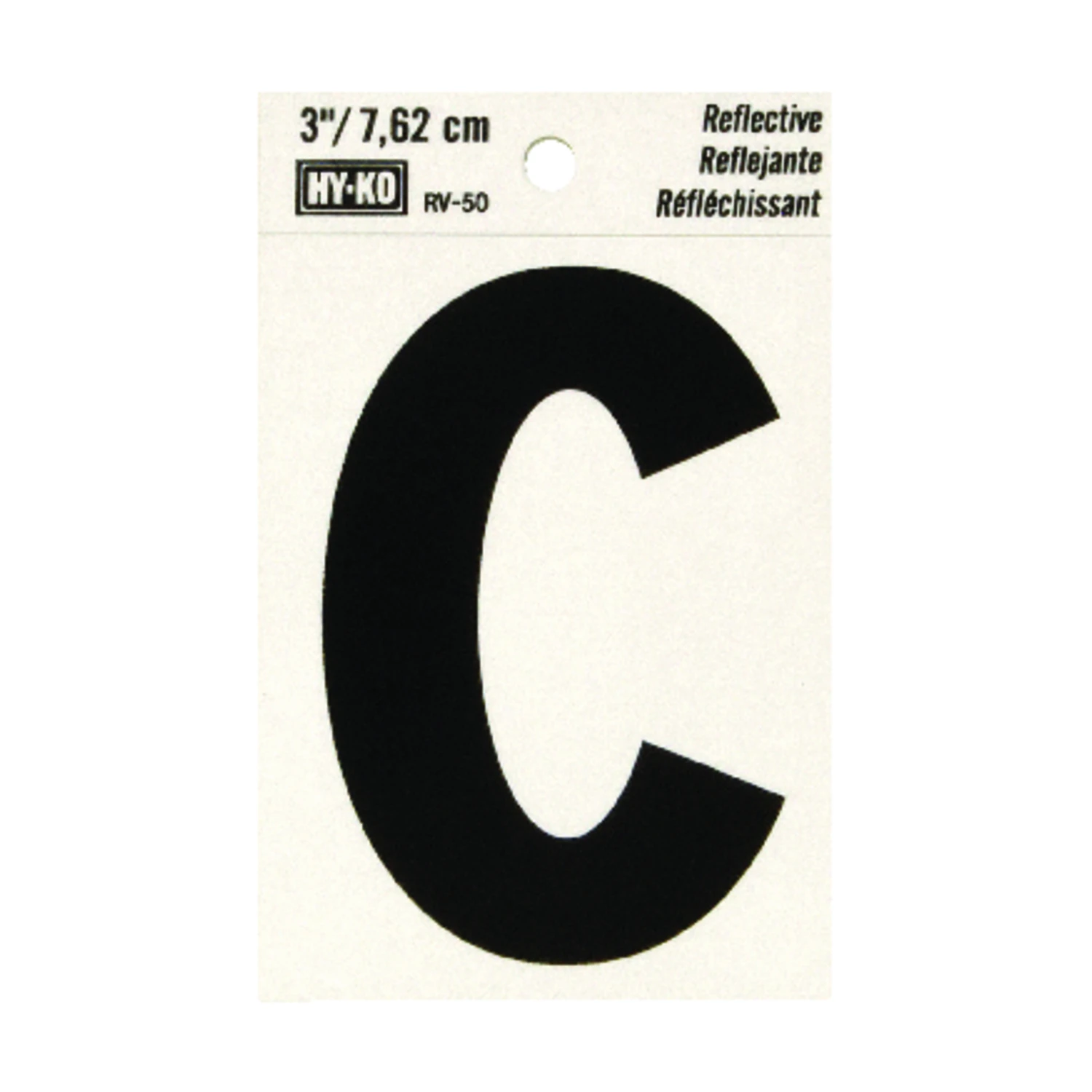 Hy-Ko 3 in. Reflective Vinyl Black C Letter Self-Adhesive