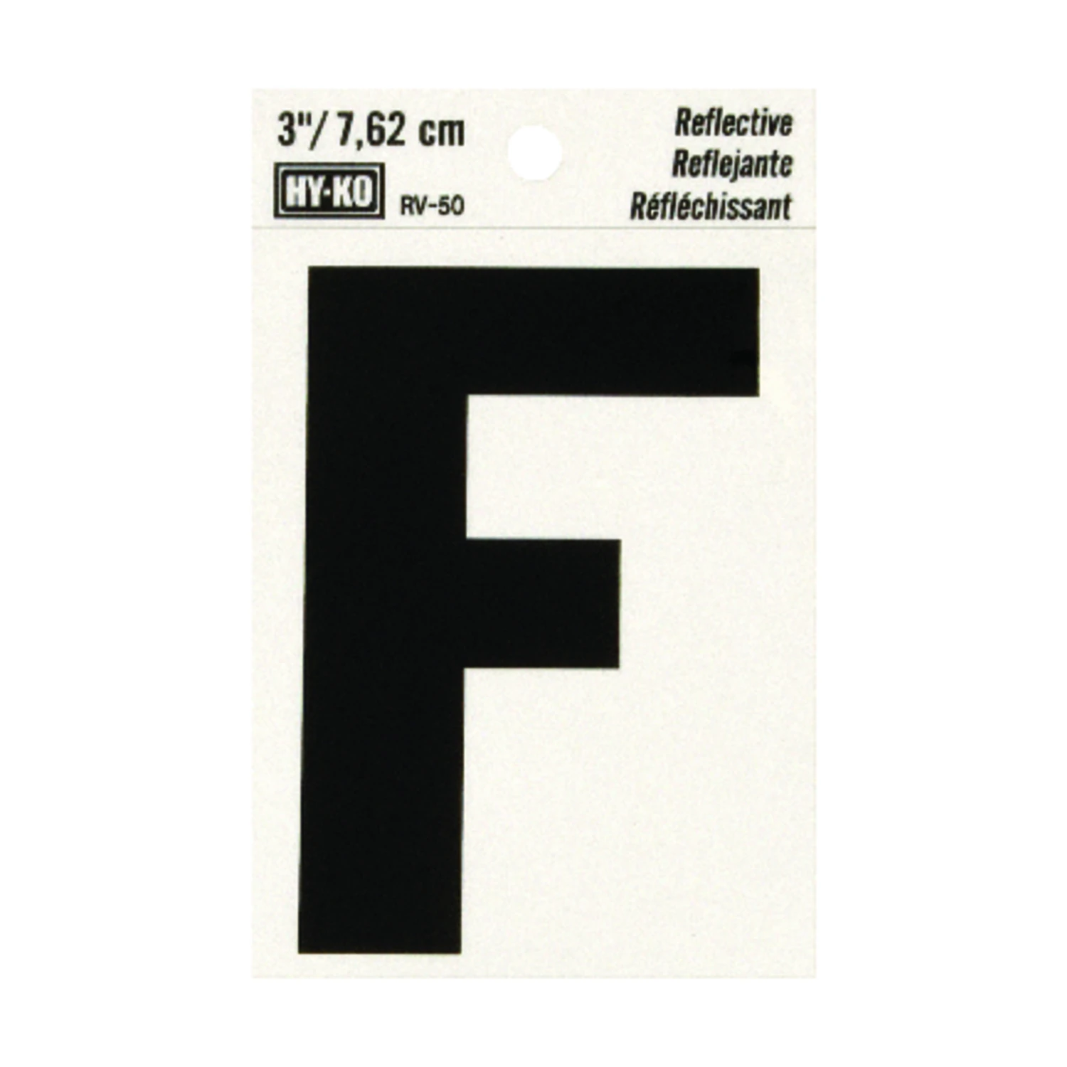Hy-Ko 3 in. Reflective Vinyl Black F Letter Self-Adhesive