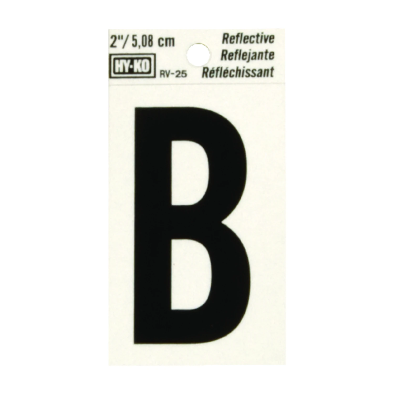 2 In. Reflective Black Vinyl Self-adhesive Letter B - Weather Resistant
