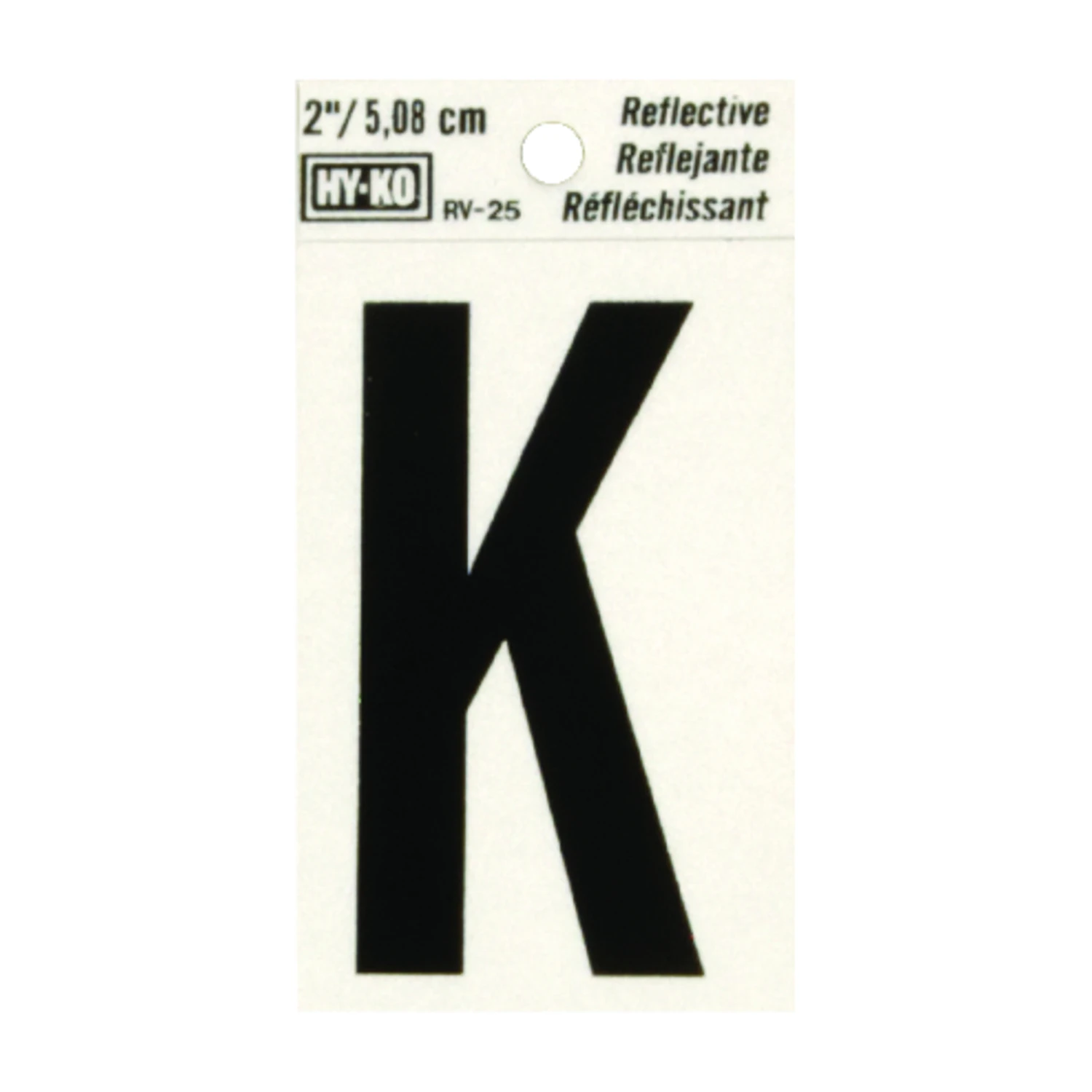 2 In. Reflective Black Vinyl Self-adhesive Letter K - Weather Resistant