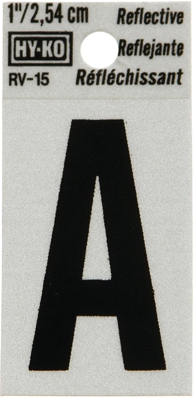 1 In. Reflective Black Vinyl Self-adhesive Letter A