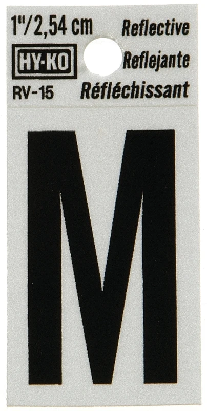 Hy-Ko 1 in. Reflective Vinyl Black M Letter Self-Adhesive