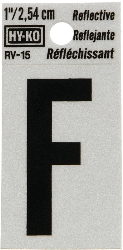 1 In. Reflective Black Vinyl Self-adhesive Letter F