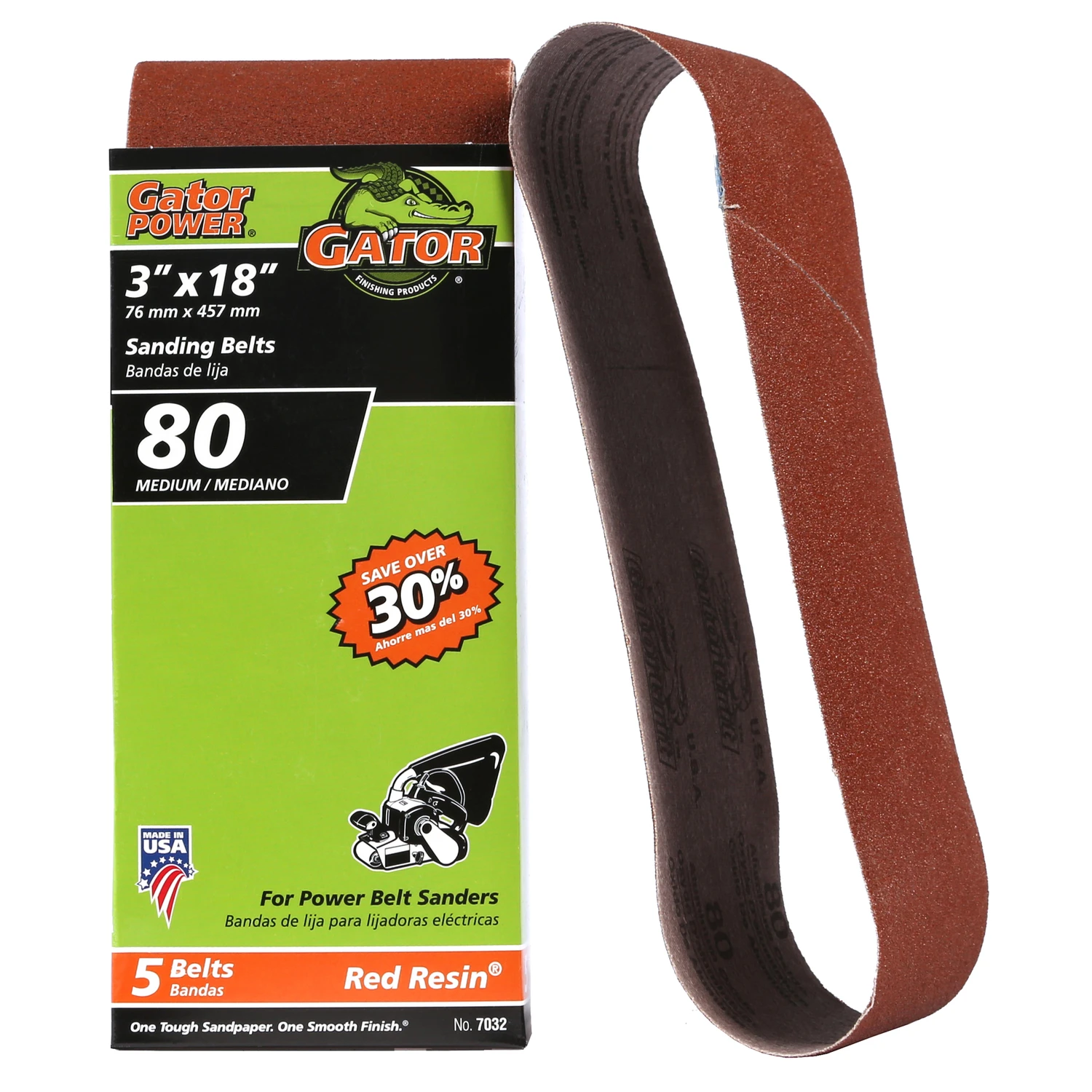 3 X 18 In. 80 Grit Aluminum Oxide Sanding Belt, 5 Pk, Heavy Duty