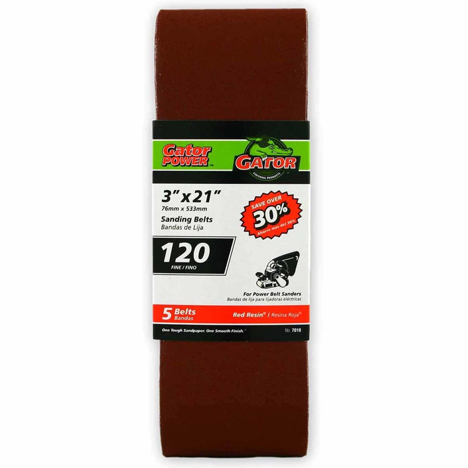 Sanding Belts, Aluminum Oxide, 120-Grit, 3 x 21 In., 5-Pk.