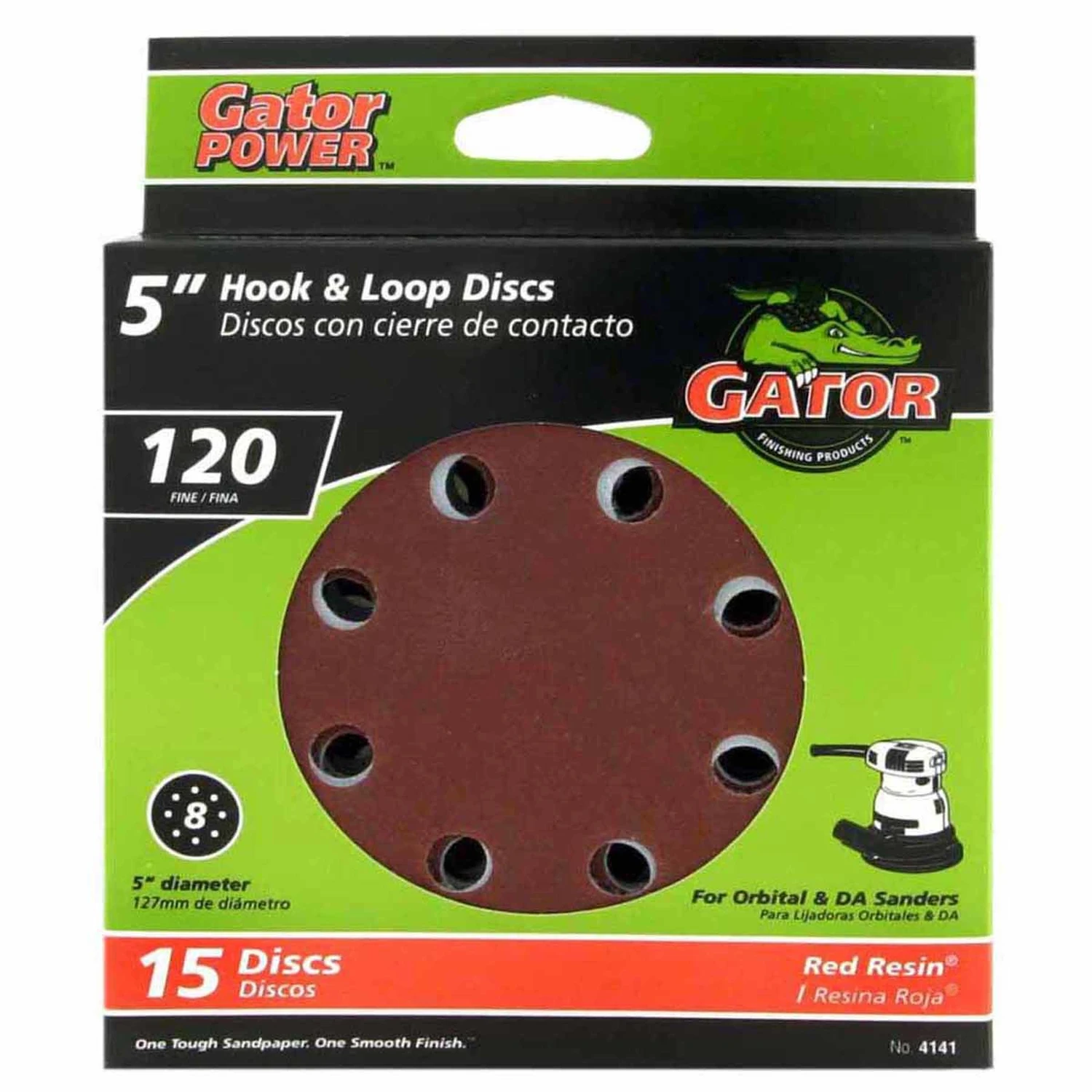 Gator 4141 Sanding Disc, 5 in Dia, 120 Grit, Fine, Aluminum Oxide Abrasive, Vented