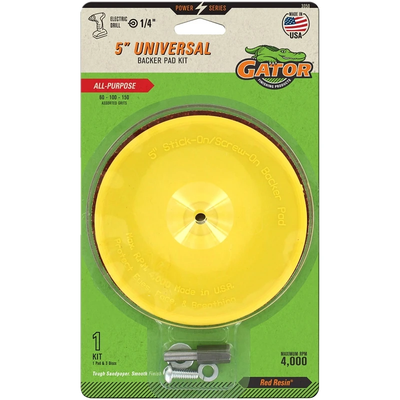 Stick-On Sanding Discs Kit, 5 Inch Diameter, Assorted Grits, Multi-Pack
