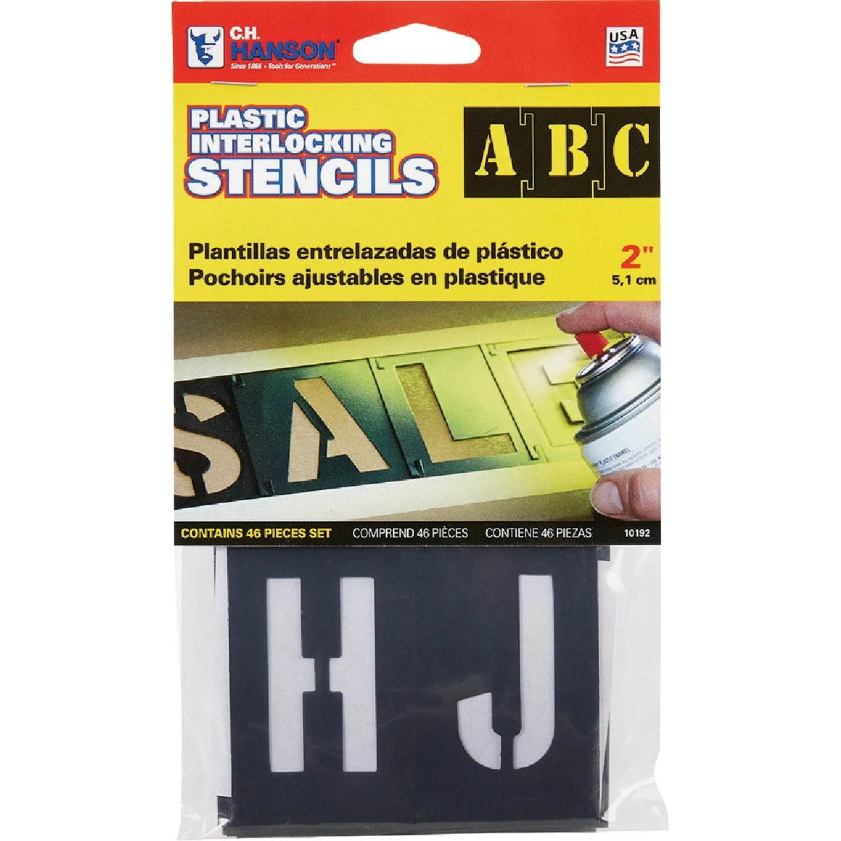 2 Inch Plastic Stencil Set - 46 Piece Reusable Stencils
