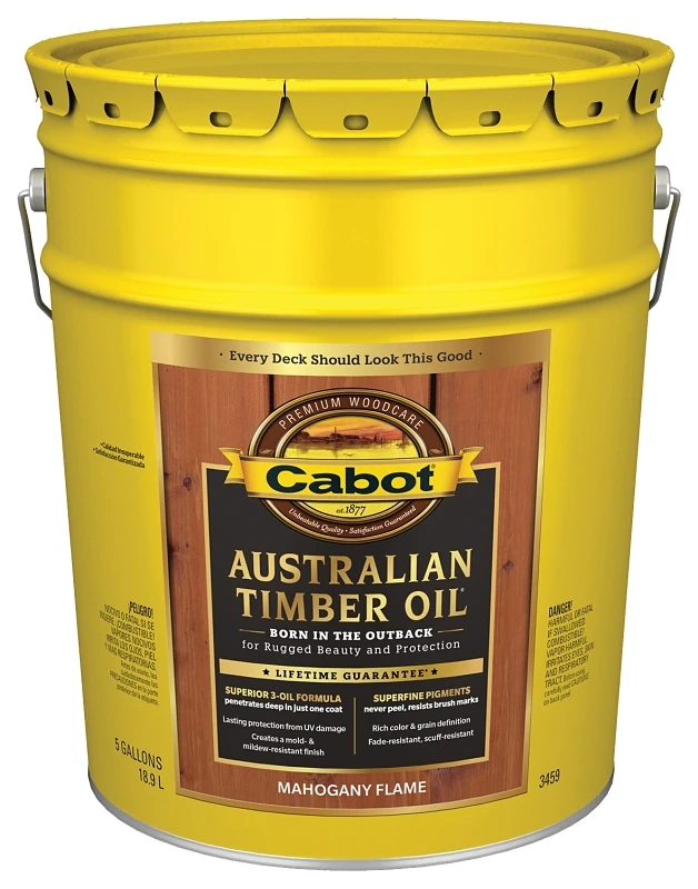 Australian Timber Oil Translucent Exterior Oil Finish, Mahogany Flame, 5 Gallon
