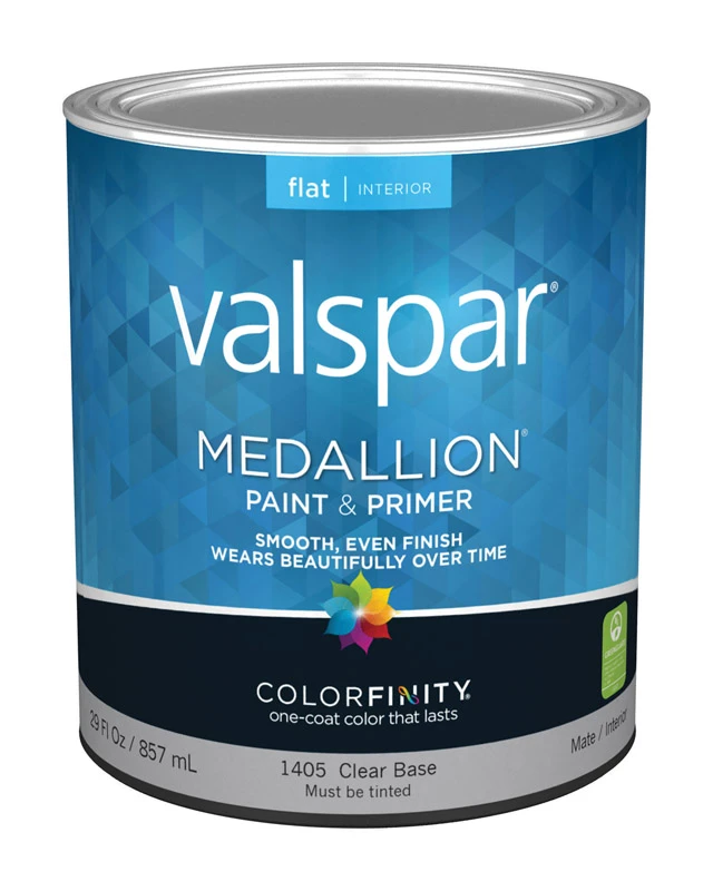 Premium 100% Acrylic Flat Interior Wall Paint - Clear Base, 1 Quart