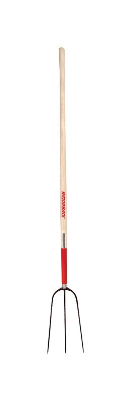 Hay Fork with Three Oval Tines and 48 Inch Hardwood Handle