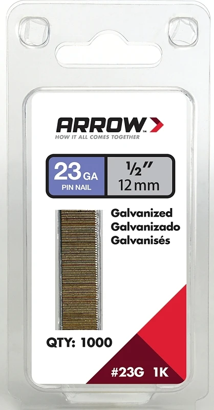 Collated Pin Nails, 23 Gauge, 1/2 In., 1,000-Ct.