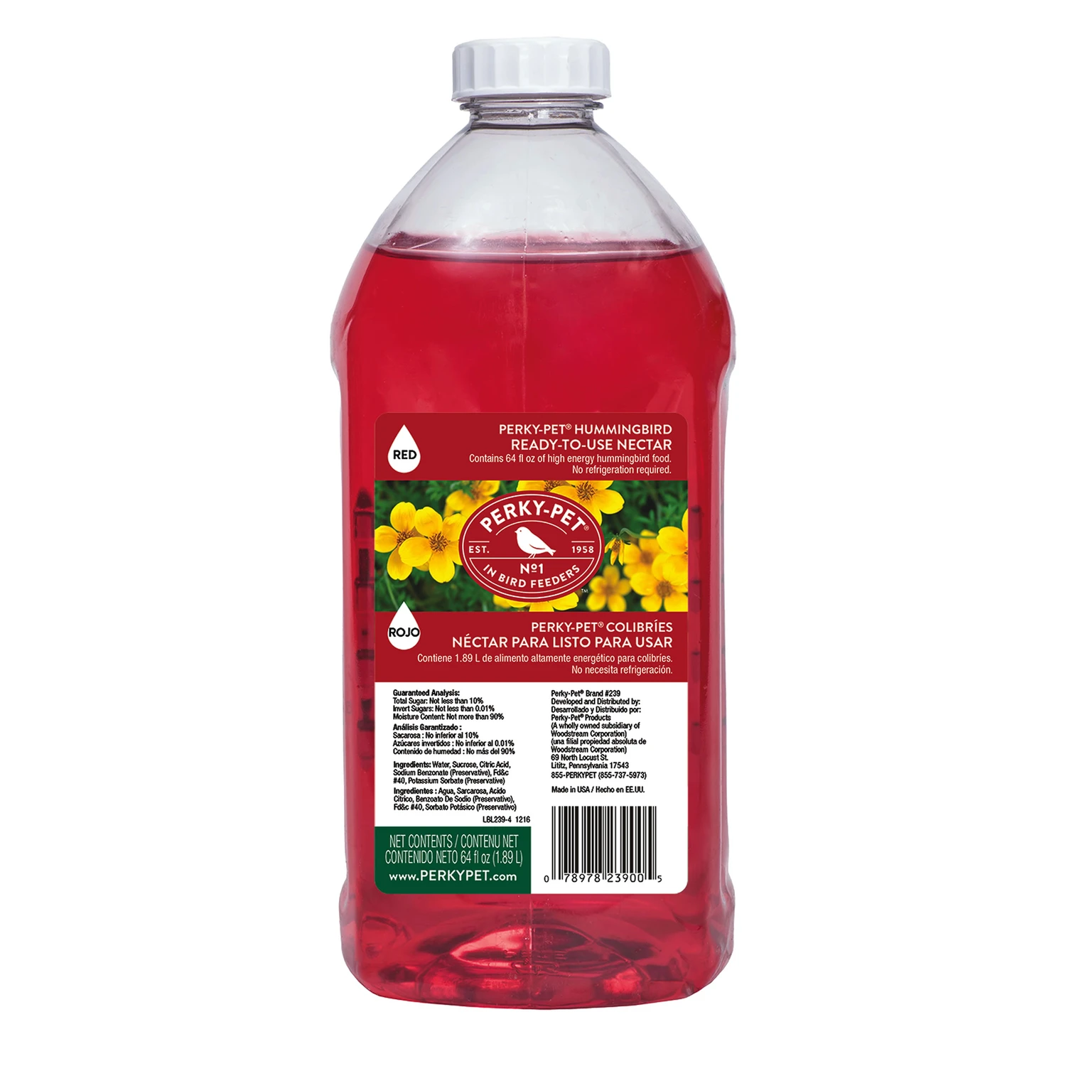 Perky-pet 64 Oz Ready-to-use Hummingbird Sucrose Nectar Bottle