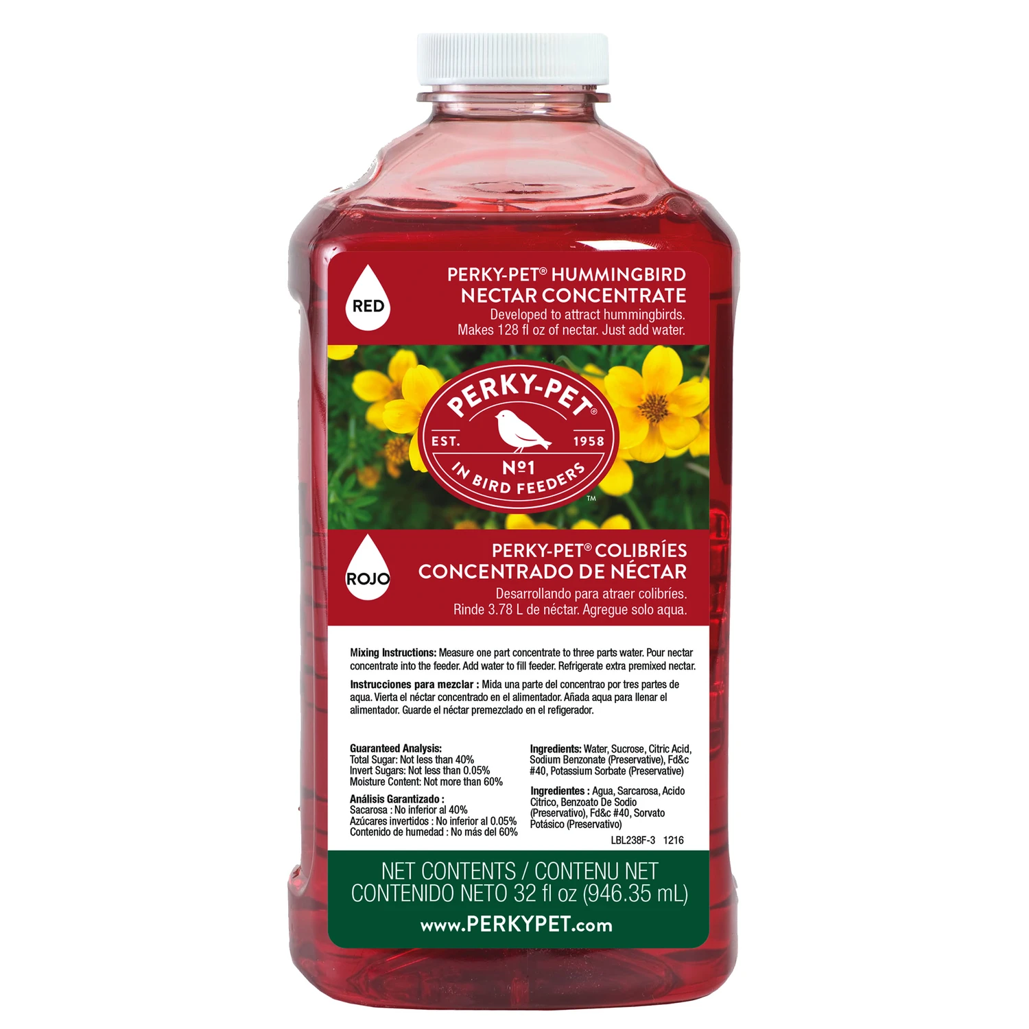 Perky-pet Hummingbird Sucrose Nectar Concentrate 32 Oz Bottle - 100% Sucrose