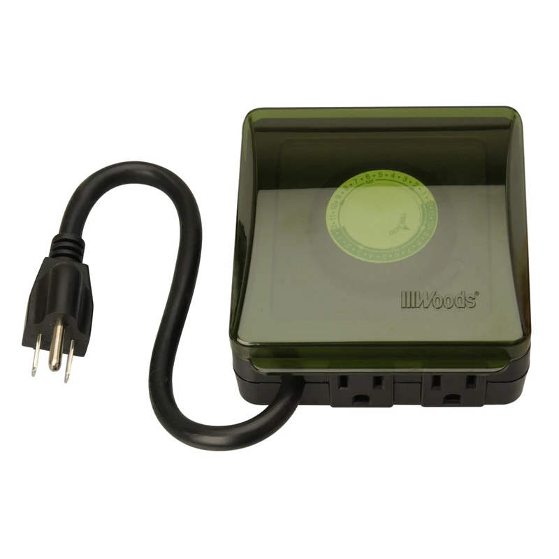 Outdoor 24-hour Heavy Duty Mechanical Timer With Dual Outlets, 125 Volts