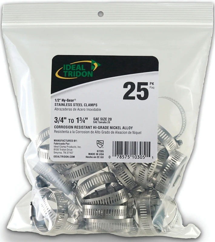 Hy Gear 3/4 In. To 1-3/4 In. Stainless Steel Hose Clamps 25-pk Sae 20