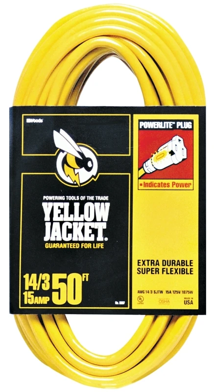 Yellow Jacket 50 Foot 14-Gauge 15 Amp Extension Cord Heavy Duty