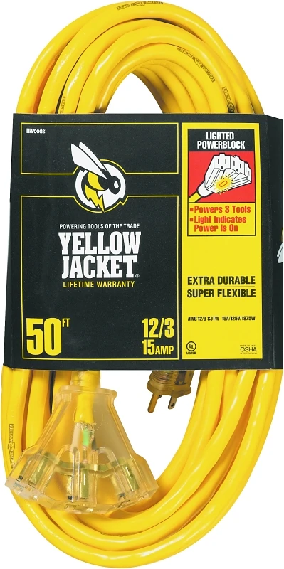50 Ft. L Indoor/outdoor Triple Outlet Cord 12/3 Sjtw - Model 2827