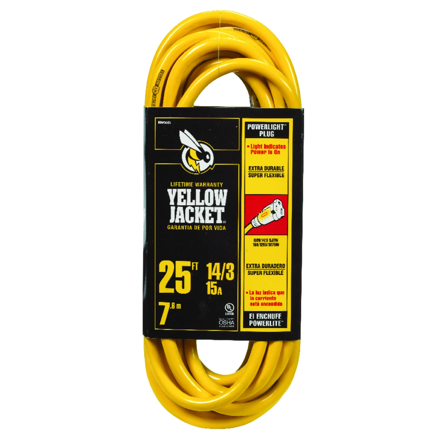 25 Ft. 14/3 Heavy-duty Indoor/outdoor Extension Cord With Powerlite Plug