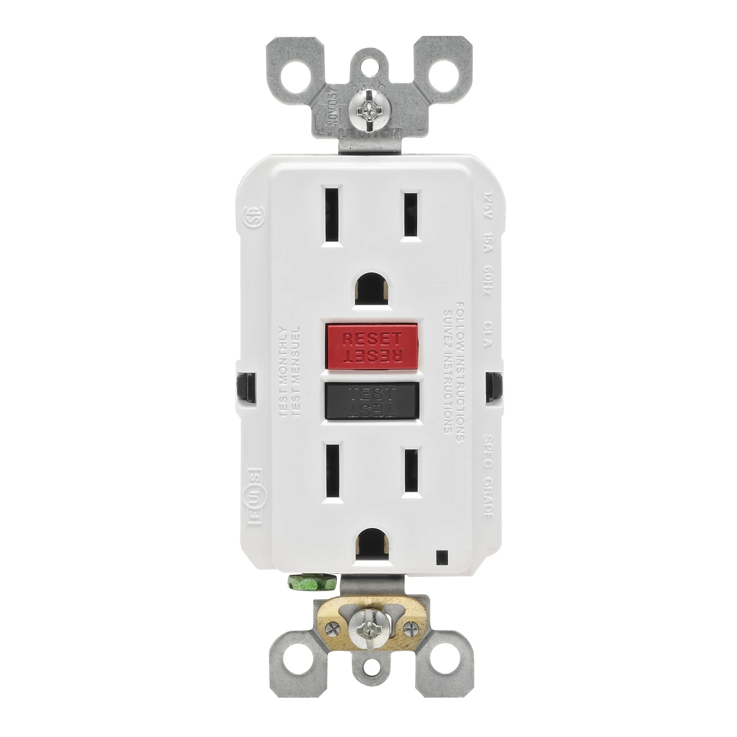Leviton SmartlockPro Self-Test 15A White Residential Grade 5-15R GFCI Outlet