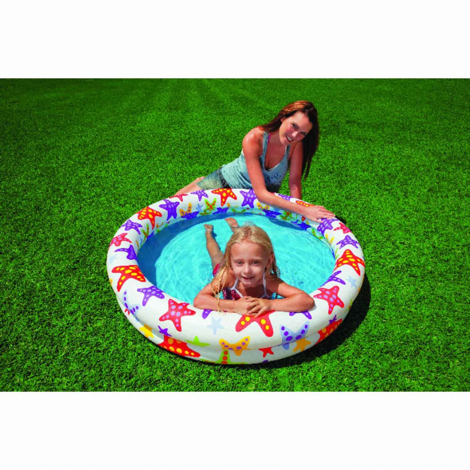 10 In. D X 48 In. Dia. Multi-colored Vinyl Inflatable Circle Fun Pool