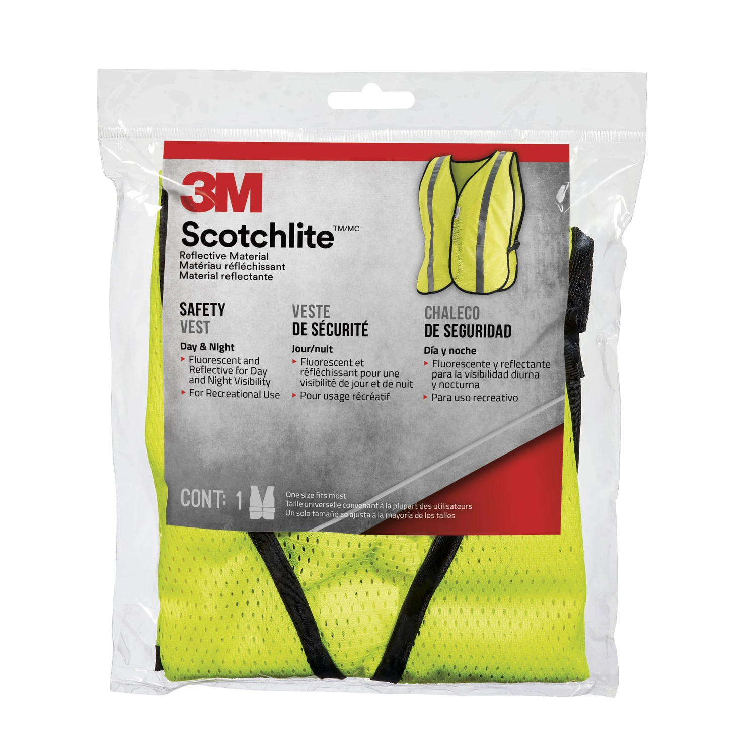 Tekk Protection Safety Vest, One Size, Hi-Vis Yellow
