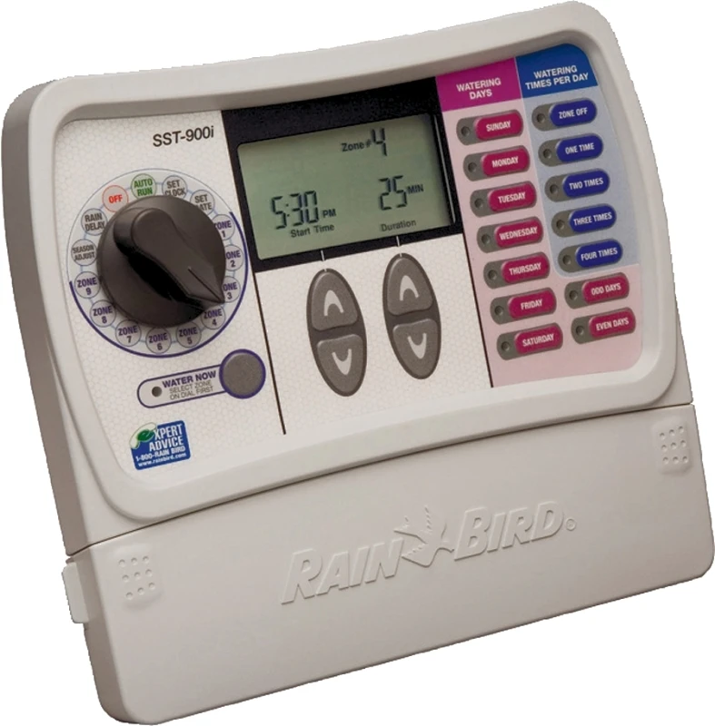 Nine-Station Indoor Watering Timer for Underground Sprinkler Systems with Programmable Scheduling