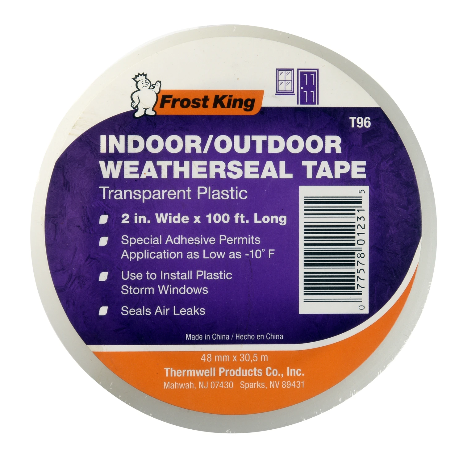 Clear Plastic Weatherseal Tape, 2 Inches by 100 Feet Roll