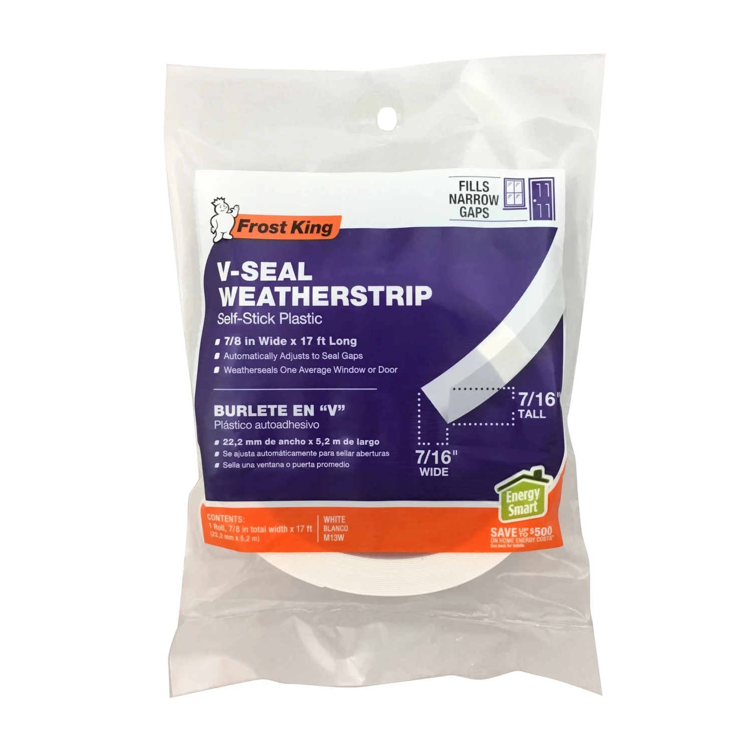 White Pvc V-seal Weatherstrip For Doors And Windows 17 Ft. L X 0.88 In.