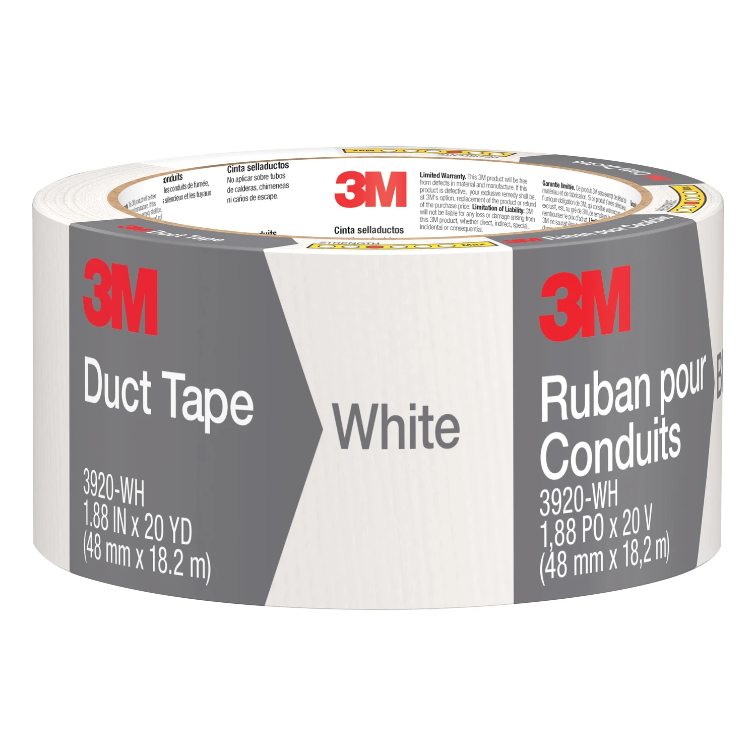 Scotch 1.88 In. W X 20 Yd L White Solid Duct Tape