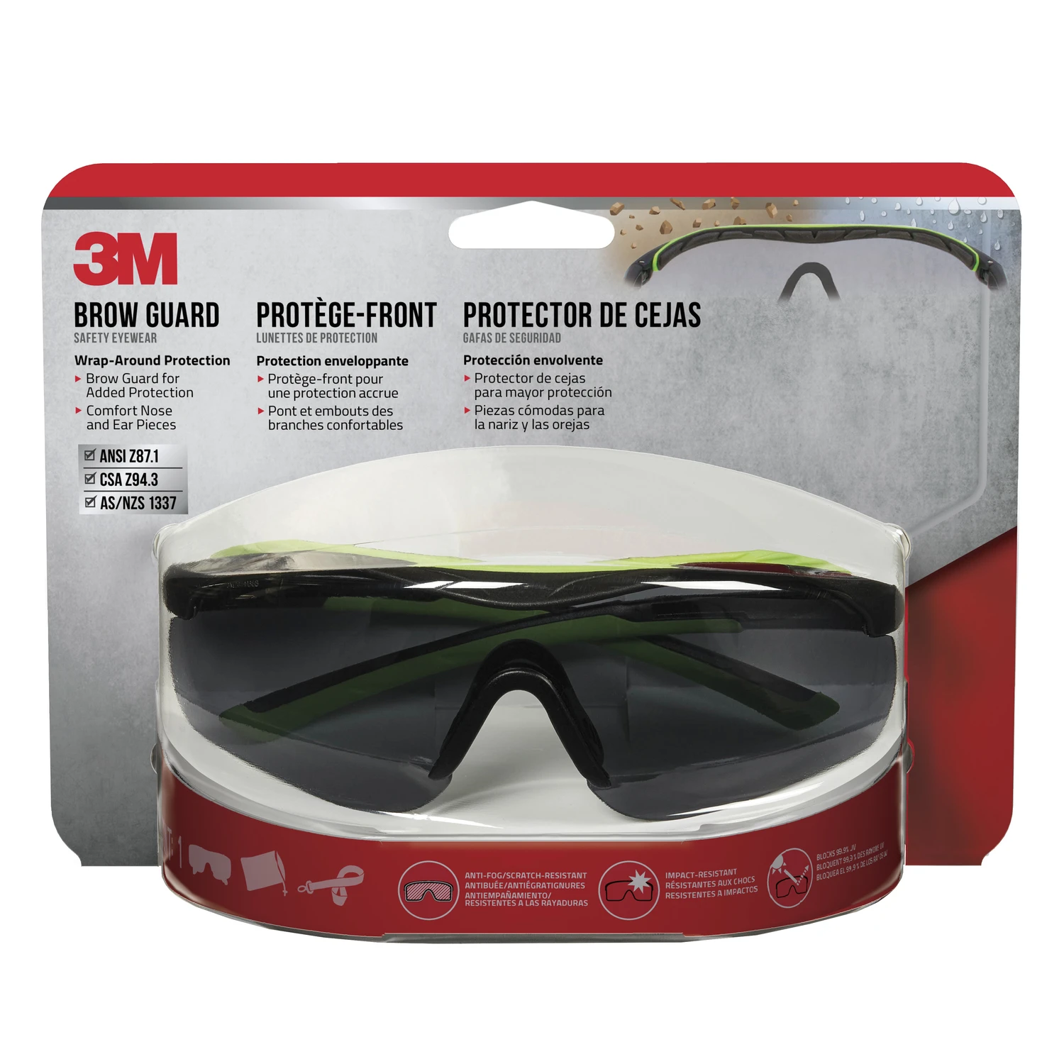 Sport Safety Glasses with Gray Frame and Clear Lens for Eye Protection