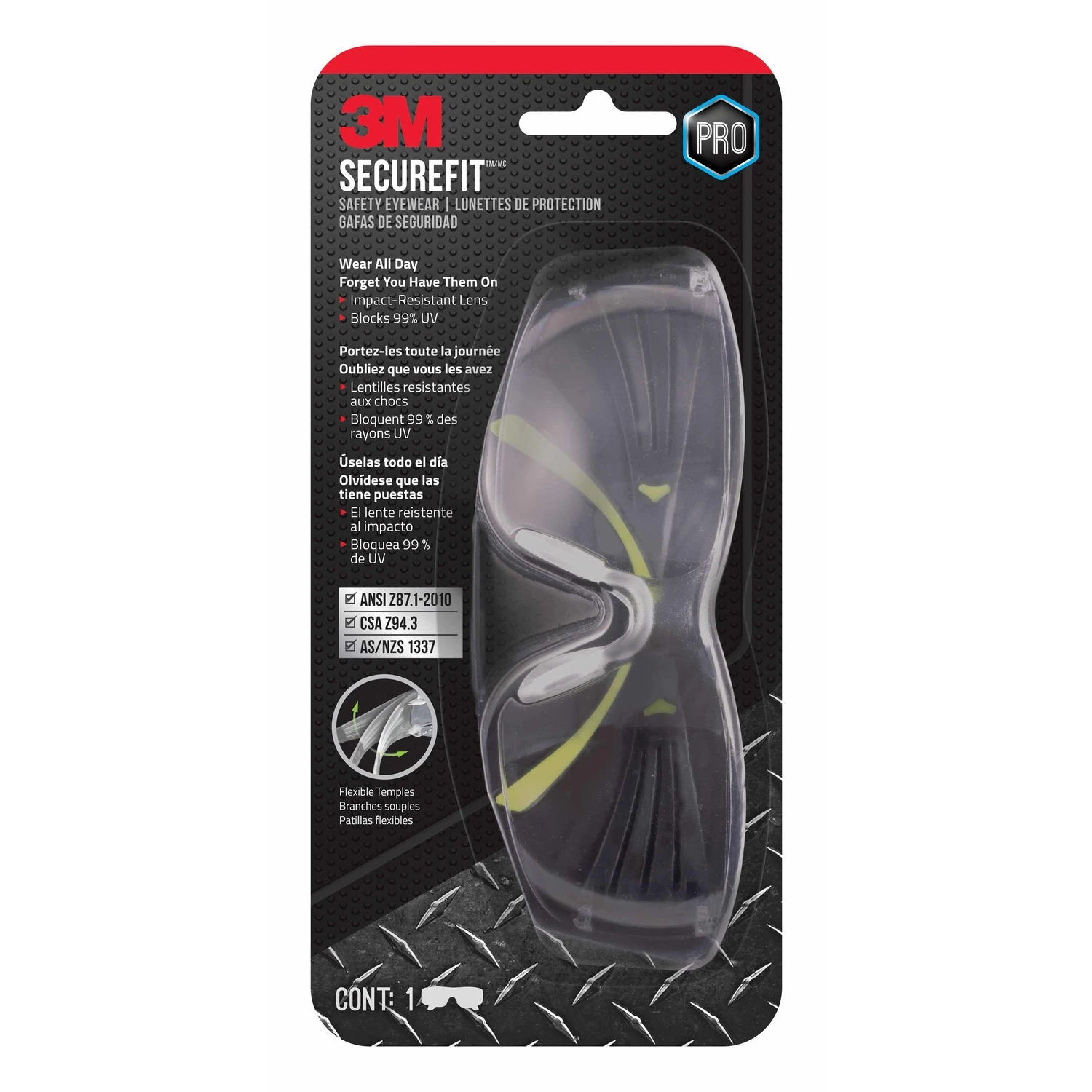 Safety Glasses, Black/Green