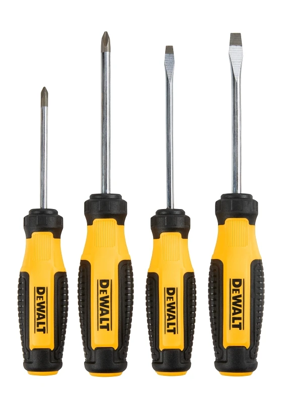 4-piece Fixed Bar Screwdriver Set With Bi-material Handle