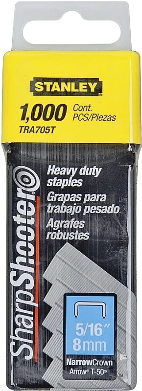 Stanley Sharp Shooter 27/64 in. W X 5/16 in. L Narrow Crown Heavy Duty Staples 1000 pk
