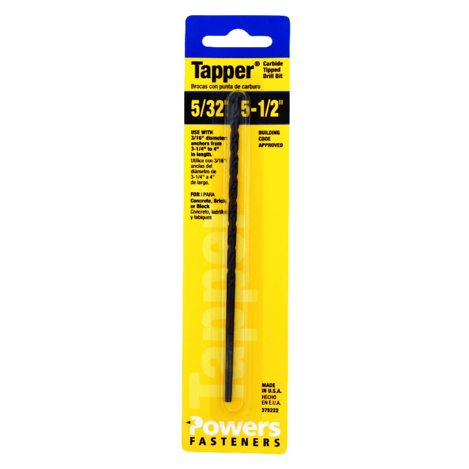 5/32 In. X 5-1/2 In. Carbide Tipped Tapcon Drill Bit