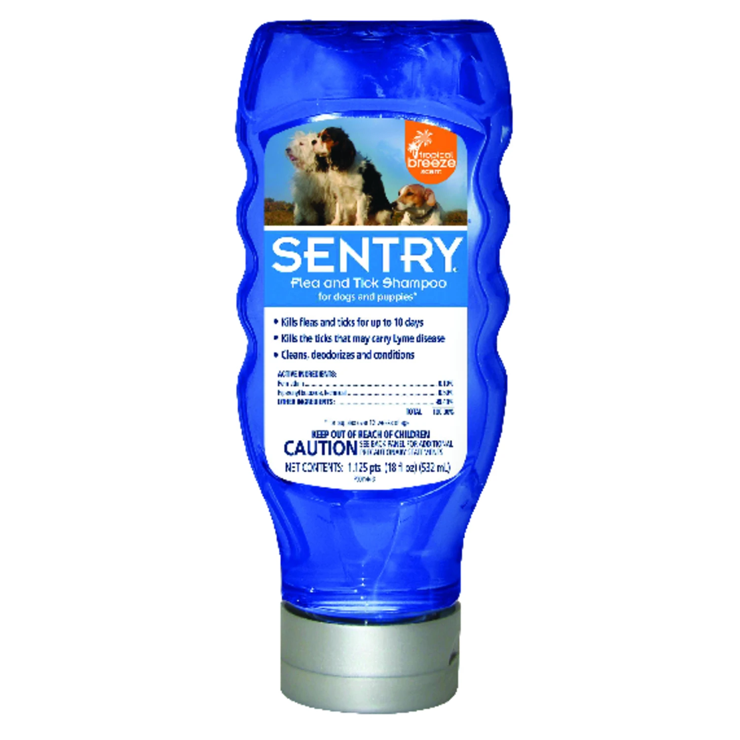 Flea and Tick Dog Shampoo Tropical Breeze Scent 10 Day Control 18 Ounce Bottle