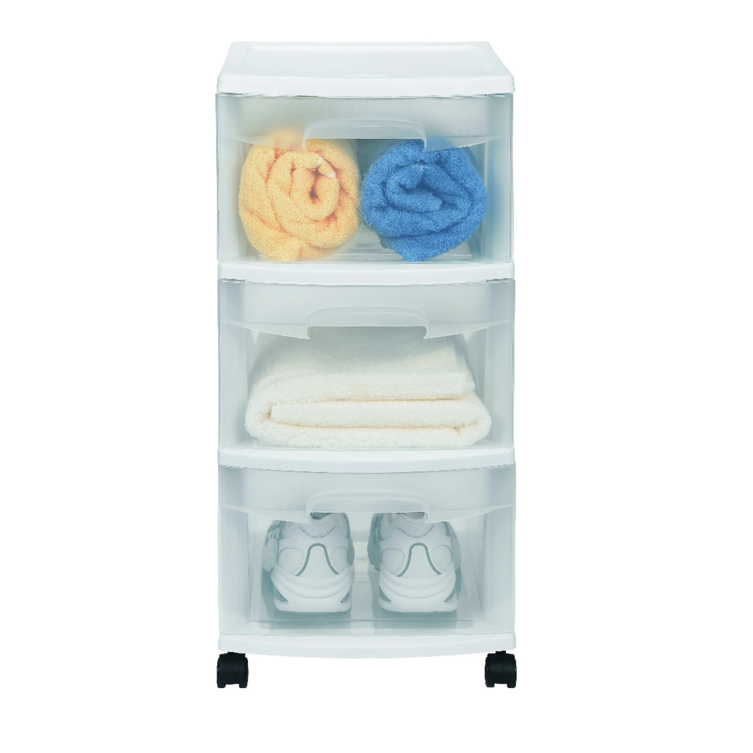 5.4 Cu Ft Clear/white 3-drawer Organizer 25-5/8 In. H X 12-5/8 In. W X 14-1/2 In. D