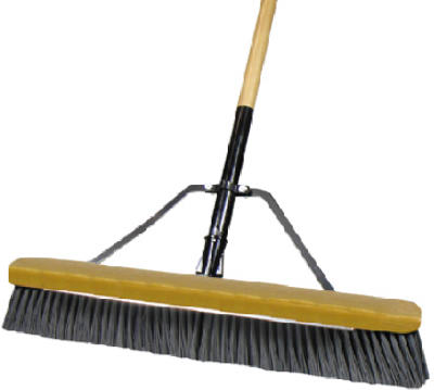JobSite Stiff Polypropylene Pushbroom with 24 Inch Wide Head for Heavy Duty Cleaning