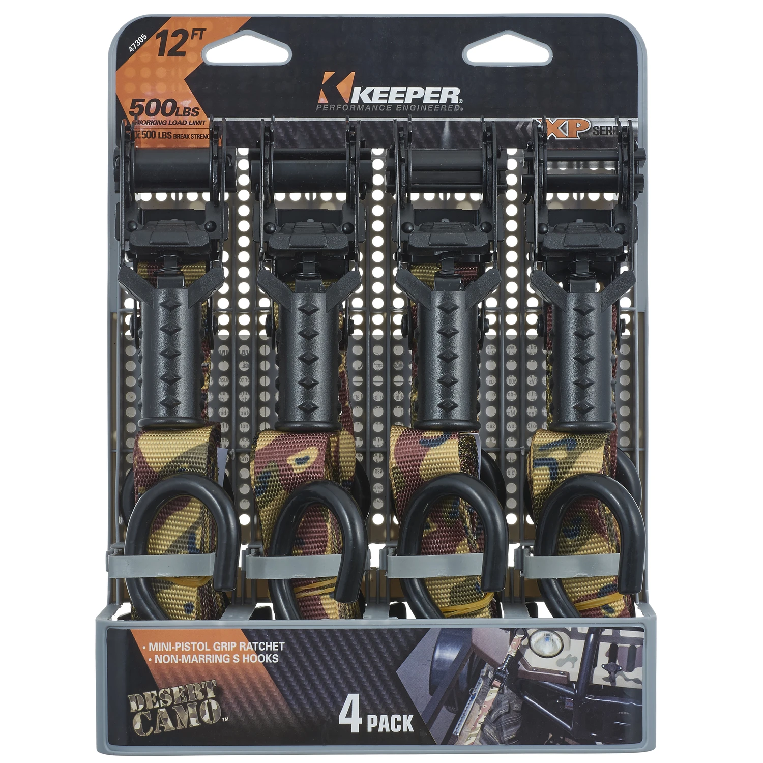 1 in. x 12 ft. Camo 4 in. Pistol Grip Ratchet Tie Down 1 in. x 12 ft. Camo 4 in. Pistol Grip Ratchet Tie Down