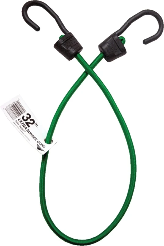 Ultra Bungee Cord, Green Rubber, 32 In.