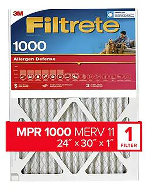 24x30 x 1 In. Micro Allergen Defense Pleated Furnace Air Filter, Red, MPR 1000, 3 Months