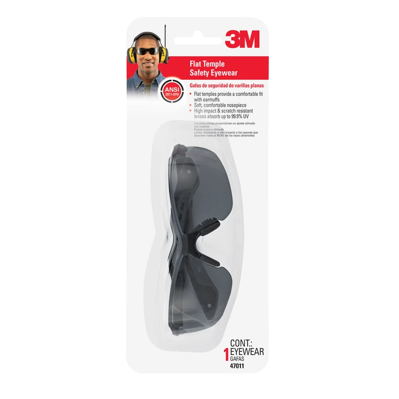 Safety Glasses with Black and Gray Frame for Eye Protection