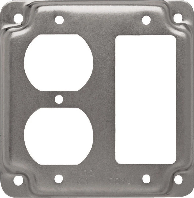 Gfi And Duplex Outlet Square Device Cover 4 In. X 4 In. Steel